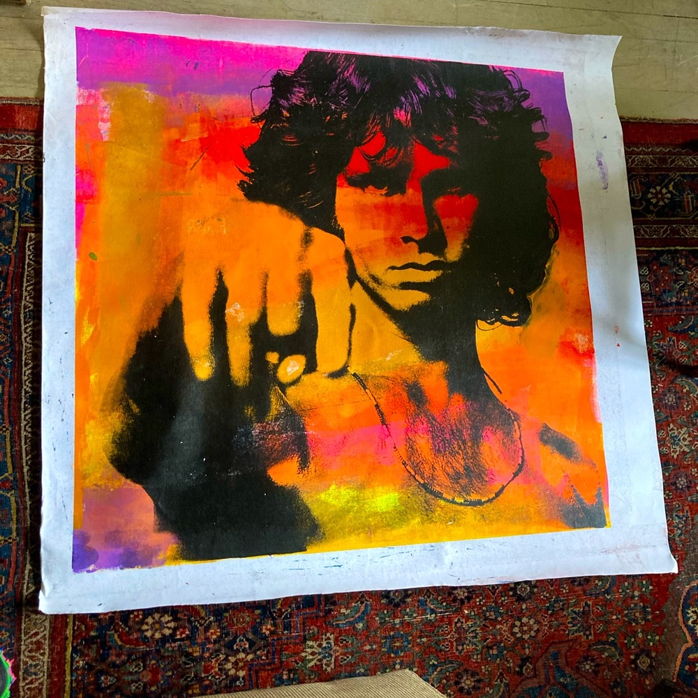 Dane Shue signed painting Jim Morrison